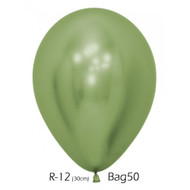 30cm Inflated Latex - Chrome Lime Green