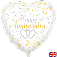 45cm Inflated Foil - Anniversary Linked Hearts