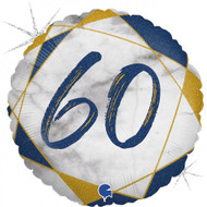 Marble Blue 60th Birthday - 45cm Flat Foil