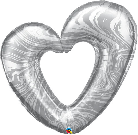 105cm Silver Marble Heart