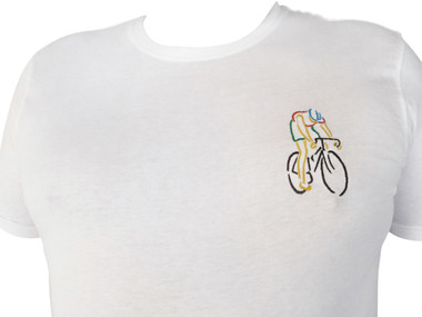 Embroidered T-shirt push bike rider