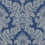 UK10457 - Peartree Glitter Damask Blue Wallpaper