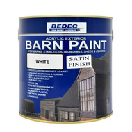 2.5lt Bedec Acrylic Exterior Barn Paint Satin White For All External Wood E982-1
