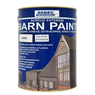 5lt Bedec Acrylic Exterior Barn Paint Satin White For All External Wood
