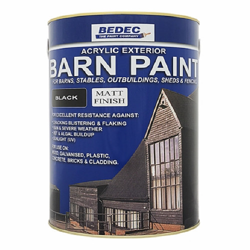 5lt Bedec Acrylic Exterior Barn Paint Matt Black For All External Wood