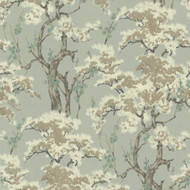 1602-100-02  - Avington Trees Blossoms White Green Gold 1838 Wallpaper