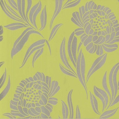 1602-106-05 - Avington Large Floral Motif Gold Lime Green ...