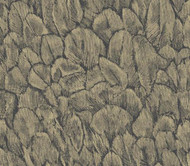 1804-119-01  - Aurora Feathers Plumage Metallic Gold Black 1838 Wallpaper