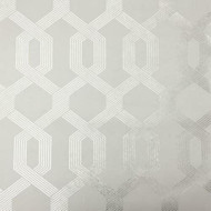 Y6221204 - Mid Century Silver Cream Lattice Stripes SJ Dixons Wallpaper