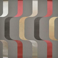 Y6221001 - Mid Century Red Gold Silver Grey Trendy Ribbons SJ Dixons Wallpaper