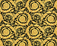 935834 - Versace 4 Floral Swirls Black Gold AS Creation Wallpaper