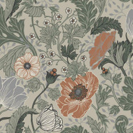 33001 - Apelviken Anemone Floral Vines Green/orange Galerie Wallpaper