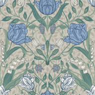 33008 - Apelviken Leafy Vines Blossom White/green/blue Galerie Wallpaper