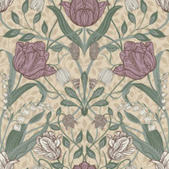 33007 - Apelviken Leafy Vines Blossom Beige/green/pink Galerie Wallpaper