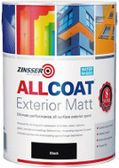 2.5ltr Zinsser AllCoat Multi Surface Paint Matt Finish Black *No Primer*