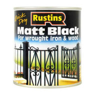 Rustins Quick Drying Water based Matt Black Interior & Exterior Paint - 250ml