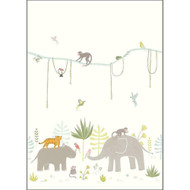 82994343 - Happy Dreams Jungle Animals Pink Casadeco Wallpaper Mural