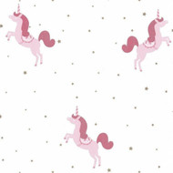 100794101 - Girl Power Unicorns Stars Pink Casadeco Wallpaper