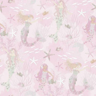 G78390 - Tiny Tots 2 Mermaids Pink Grey Glitter Galerie Wallpaper
