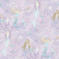 G78391 - Tiny Tots 2 Mermaids Purple Turquoise Glitter Galerie Wallpaper