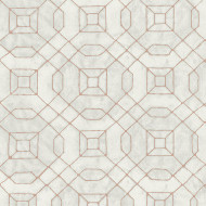 W78215 - Metallic FX Geometric Design Ivory Green Galerie Wallpaper