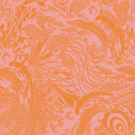 12613 - Ted Baker Fantasia Animals Florals Orange Pink Galerie Wallpaper