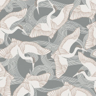 12621 - Ted Baker Fantasia Birds Cranes Grey Brown Cream Galerie Wallpaper