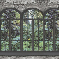99358 - Cascading Gardens Paradise Arched Windows Multi Holden Wallpaper