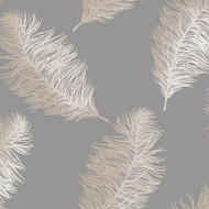 12629 - Glistening 2 Feather Grey Rose Gold Holden Wallpaper