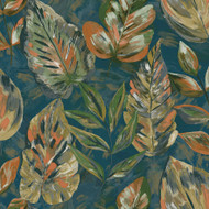 36114 - Patagonia Painterly Leaf Teal Orange Holden Wallpaper