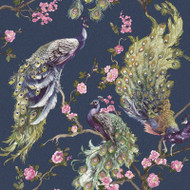 35922 - Menali Peacock Design Navy Multicoloured Holden Wallpaper