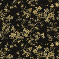 19043 - Roberto Cavalli 8 Black Gold Trees Birds Plants Wallpaper