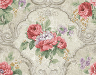 NH20004 - Brockhall Framed floral Lilac Rose SJ Dixons Wallpaper