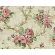 NH20405 - Brockhall Floral branch Pink Gold SJ Dixons Wallpaper