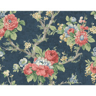 NH20411 - Brockhall Floral branch Royal Blue SJ Dixons Wallpaper