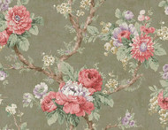 NH20414 - Brockhall Floral branch Pink Sage SJ Dixons Wallpaper