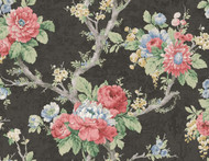 NH20421 - Brockhall Floral branch Charcoal SJ Dixons Wallpaper