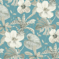 NH51002 - Stonyhurst Tropical Floral Turquoise SJ Dixons Wallpaper