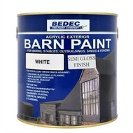 2.5lt Bedec Acrylic Exterior Barn Paint Semi Gloss White For All External Wood