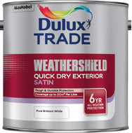 Dulux Trade Weathershield Quick Drying Satin Pure Brilliant White 2.5 Litres