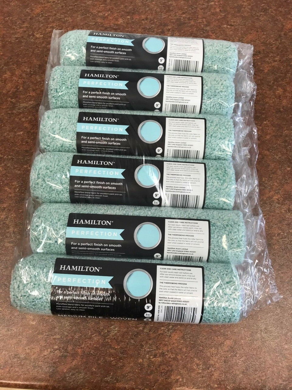 6 x 9" Hamilton Perfection Medium Pile Woven Paint Rollers Shades Colour Centre