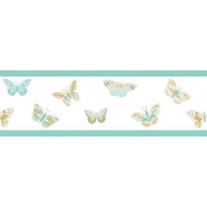 100896129 - Girl Power Butterflies Blue Casadeco Wallpaper Border