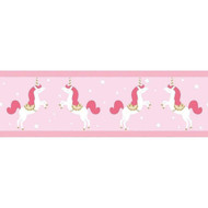 100904233 - Girl Power Unicorns Stars Pink Casadeco Wallpaper Border