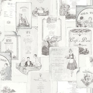 G12286 - Kitchen Recipes Olde Menus Black White Galerie Wallpaper