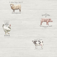 G12302 - Kitchen Recipes Farmyard Animals Multicoloured Galerie Wallpaper