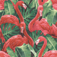 G56405 - Global Fusion Green Red Flamingos Galerie Wallpaper