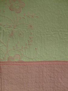 3 Pcs 100% Cotton Queen Embroidered QUILT Beige & Pink