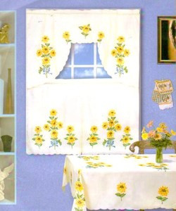 SUNFLOWER design Beige Table Cloth 54" x 72" OB