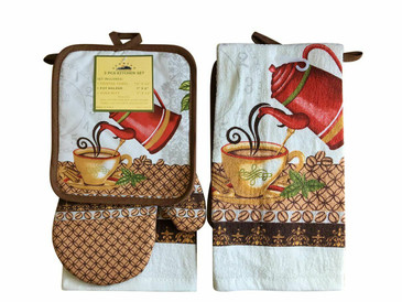 3 PCS KITCHEN SET 1 PRINTED TOWEL, 1 POT HOLDER, 1 OVEN MITT / GLOVE (# 09)