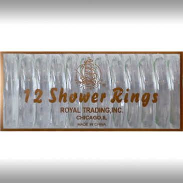 CLEAR 12-Piece Plastic Shower Curtain Rings. Snap-lock.
